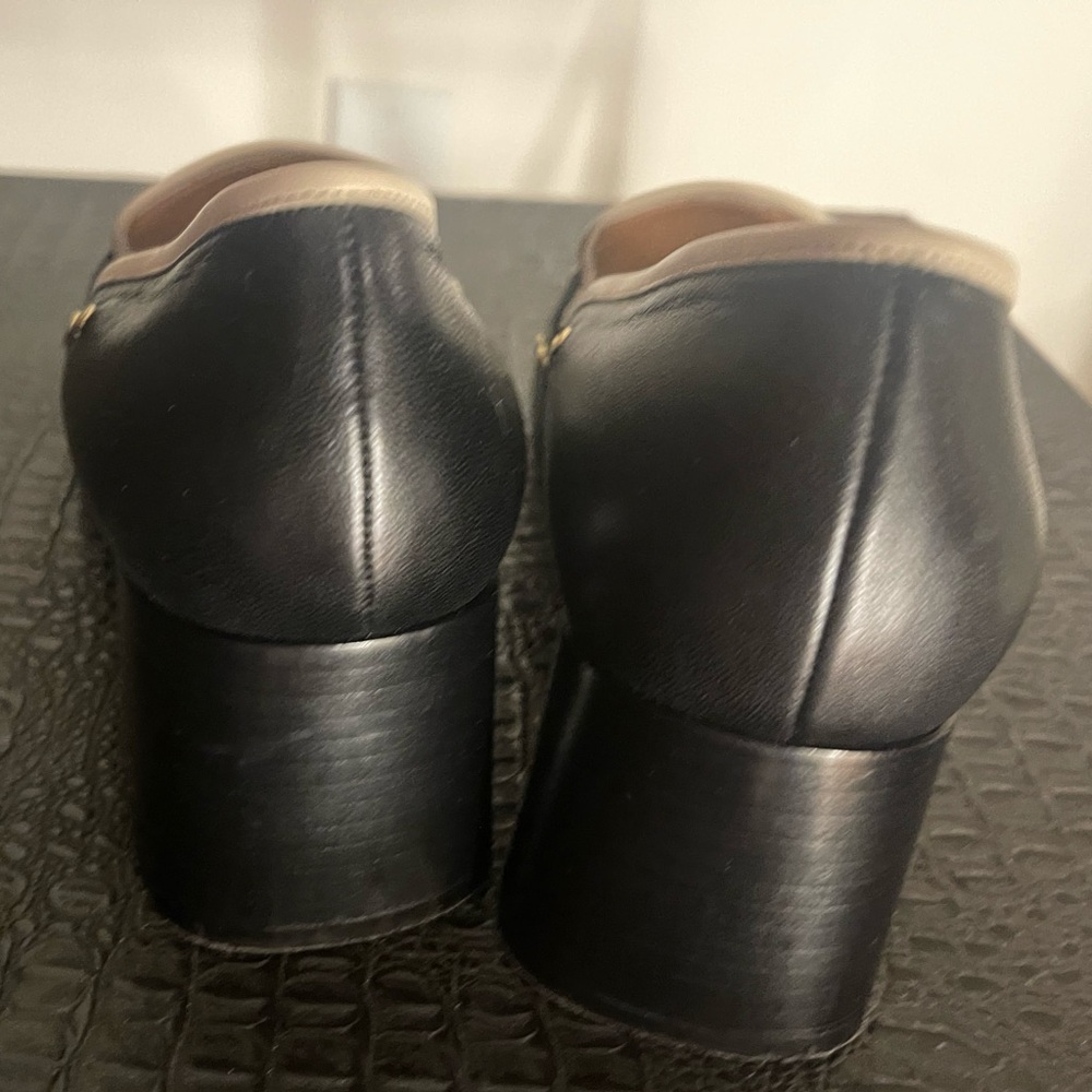 Tory Burch Black, Cream & Gold Studded Loafersl - Picture 4 of 9